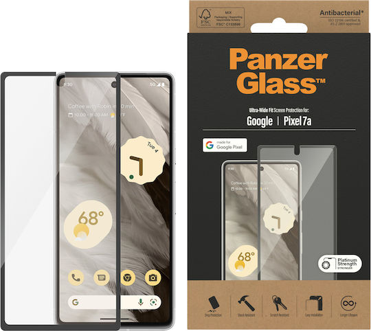 PanzerGlass Ultra Wide Fit Antibacterian Screen Protector (Google Pixel 7a)