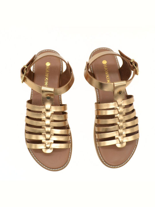 Hawkins Premium Women's Flat Sandals in Gold Color