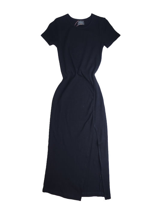 Summer Midi Dress with Tearing Black