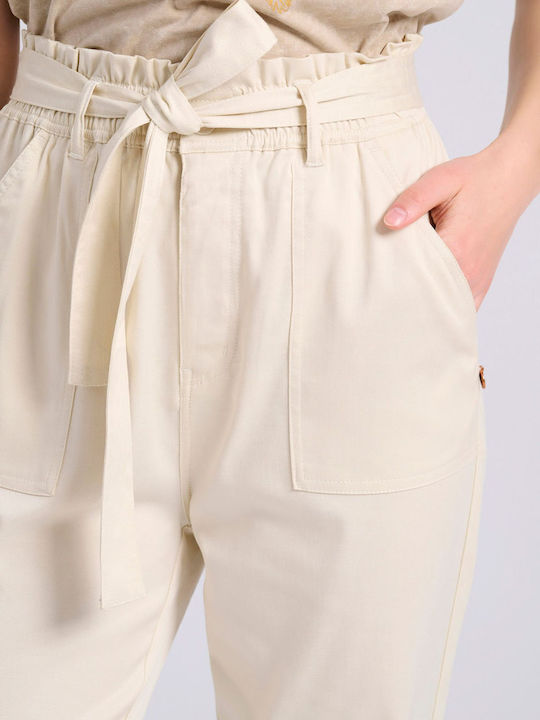 Funky Buddha Γυναικείο Παντελόνι Casual Fbl009-122-02-chalk Λευκό Γυναικεία Lyocell Collection Market Κανονική