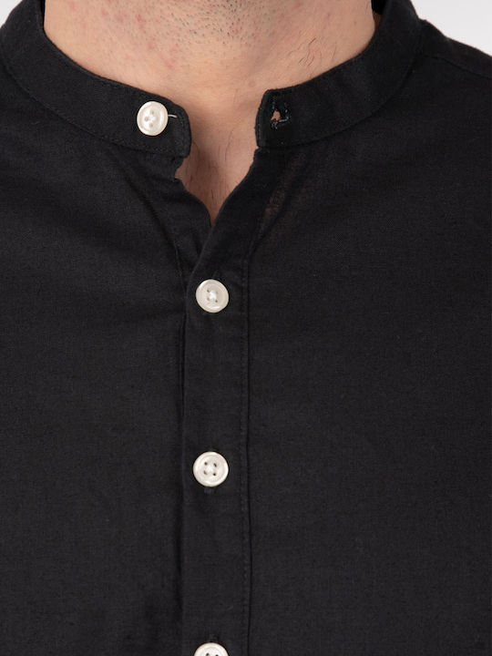Long-sleeved Linen Shirt Black