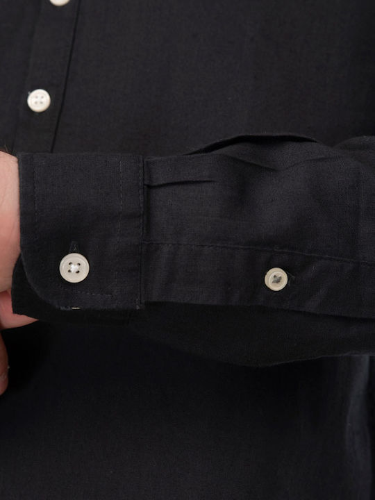 Long-sleeved Linen Shirt Black