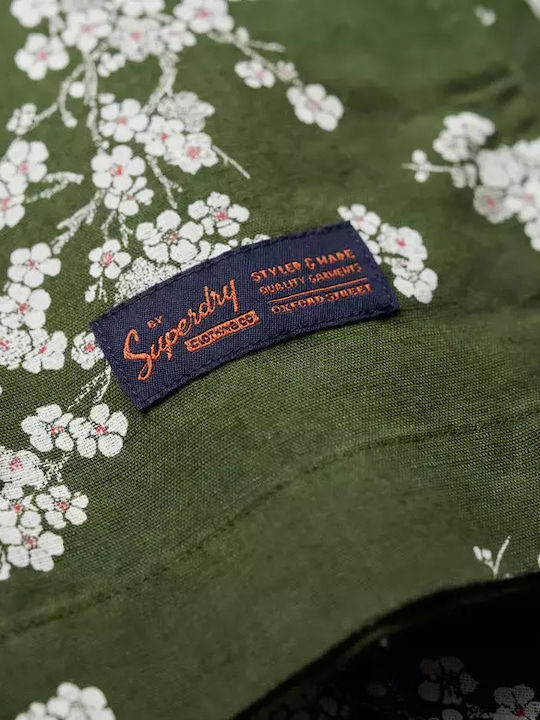 D3 Ovin Cu mânecă scurtă In Cămașă Floral Olive