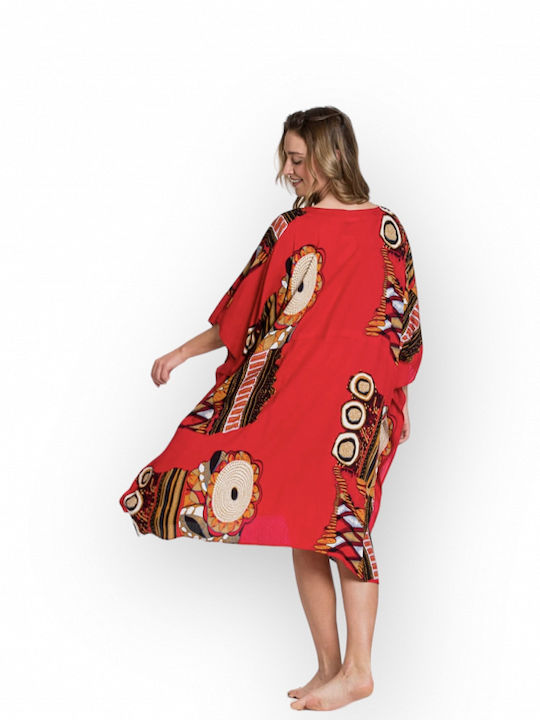 Viscose Ruffled Surplice Poncho 6620 Red