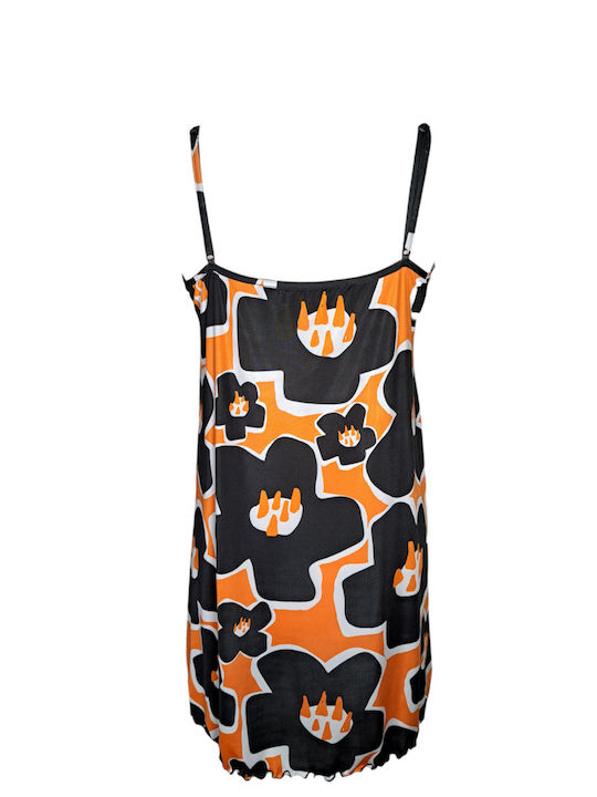 Elite Schwarzes bedrucktes Nachthemd Chemise Code 0612