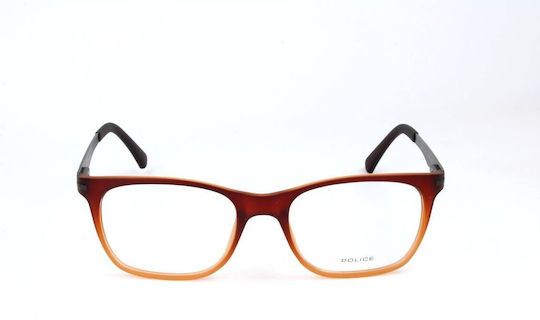 Police Plastic Eyeglass Frame Brown V1974 N66M