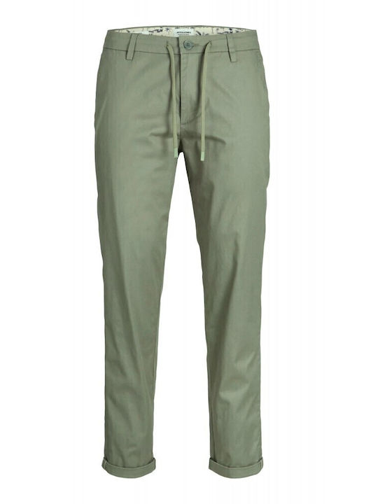 Trousers Chino Elastic in Tapered Line Olive