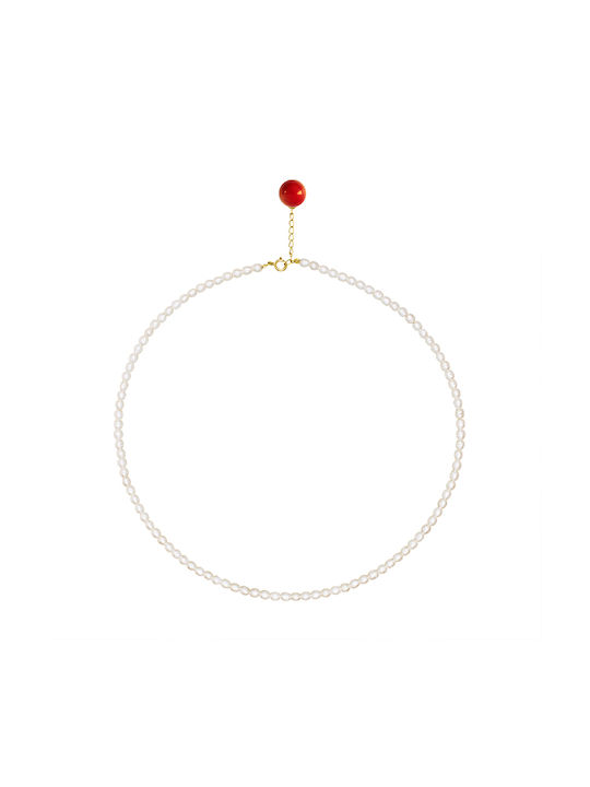 Necklace White Pearls Coral Gold Clasp K18 M125323c