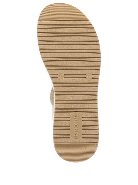 Leder Flache Sandalen für Damen Anatomisch in Beige Farbe