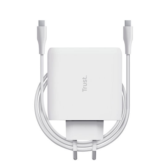 Trust Φορτιστής με Θύρα USB-C και Καλώδιο USB-C - USB-C 100W Power Delivery Λευκός (25140)