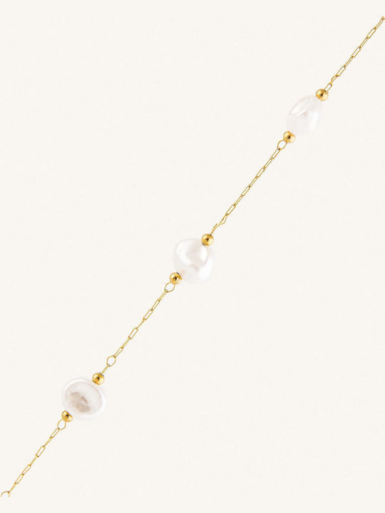 StanStefan Bracelet Anklet Chain made of Steel Gold Plated with Pearls