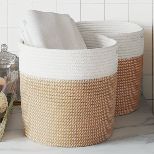 vidaXL Καλάθι Αποθήκευσης Υφασμάτινο Καφέ 28x28x28cm 2τμχ