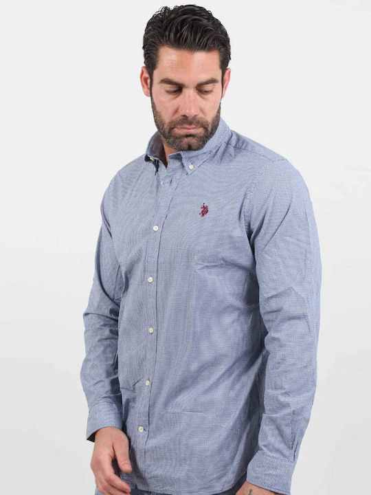 Cămașă bărbătească în carouri, croială regular, U.S. Polo Assn 67781-53406 Dirk Albastru