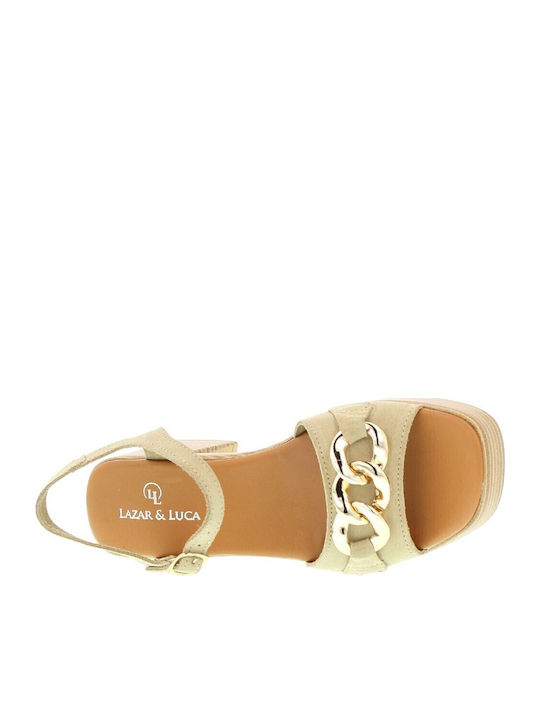 Leder Sandalen Anatomisch Beige
