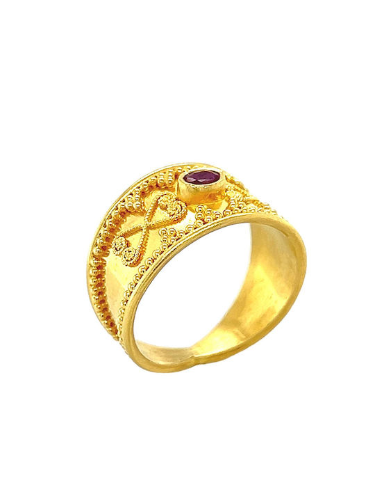 Xryseio Damen Ring mit Steinen aus Gold 18K