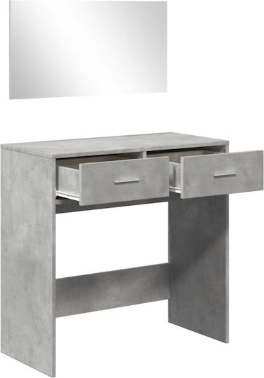 Floor-Standing Makeup Dressing Table Wooden Grey with Mirror 80x39x80cm