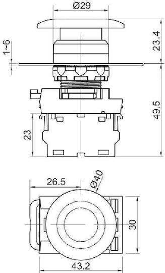 Tracon Electric Μπουτόν Βιομηχανικού Τύπου NYG3-MG