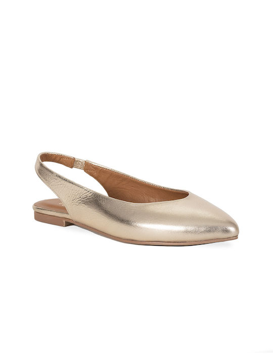 Wave Leather Ballerinas Gold