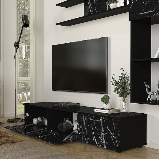 Unitate TV pentru sufragerie Darcy Negru L180xA40xÎ33buc