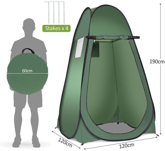 Costway Camping Tent Pop Up Toilet Green 3 Seasons 120x120x190cm