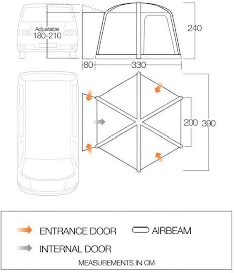 Vango HexAway Pro Σκηνή Camping Αυτοκινήτου Φουσκωτή Γκρι 390x330x240εκ.