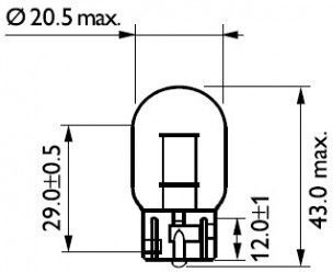 Philips Lămpi Autoturismului Set de 2 W21W / W3x16d Simple 12V 21W