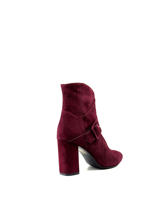 Carmens Suede Women's Ankle Boots with High Heel Burgundy