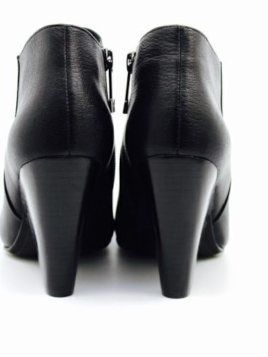Leather Women's Chelsea Boots with High Heel Black