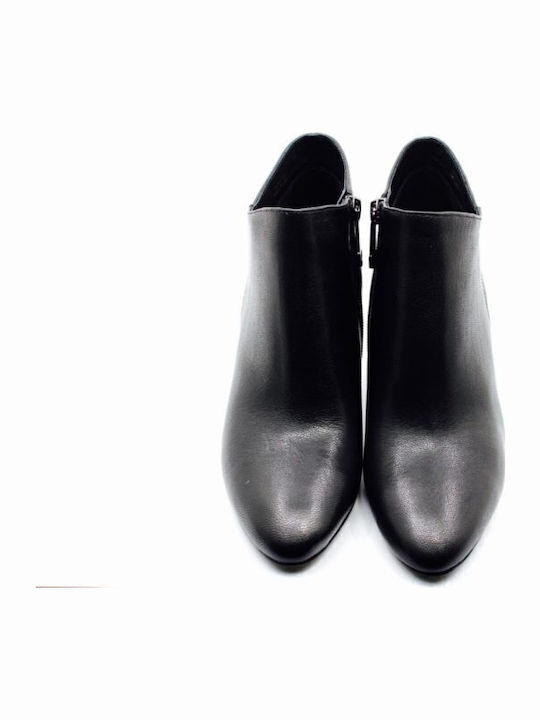 Leather Women's Chelsea Boots with High Heel Black