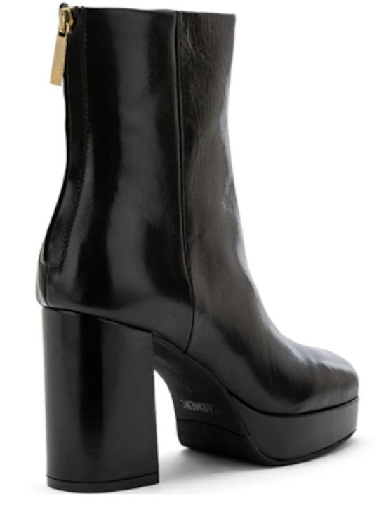 Leder Stiefeletten Damen Schwarz