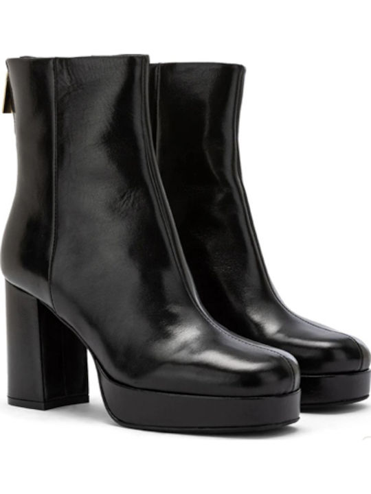 Leder Stiefeletten Damen Schwarz