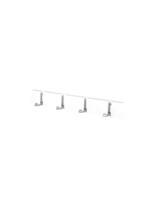 Estia Wooden Wall Hanger 4 Hooks White 40x1.8x5.5cm