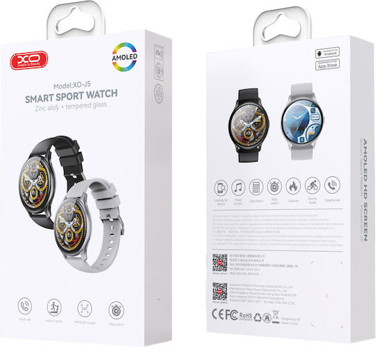 XO J5 Smartwatch με Παλμογράφο (Μαύρο)