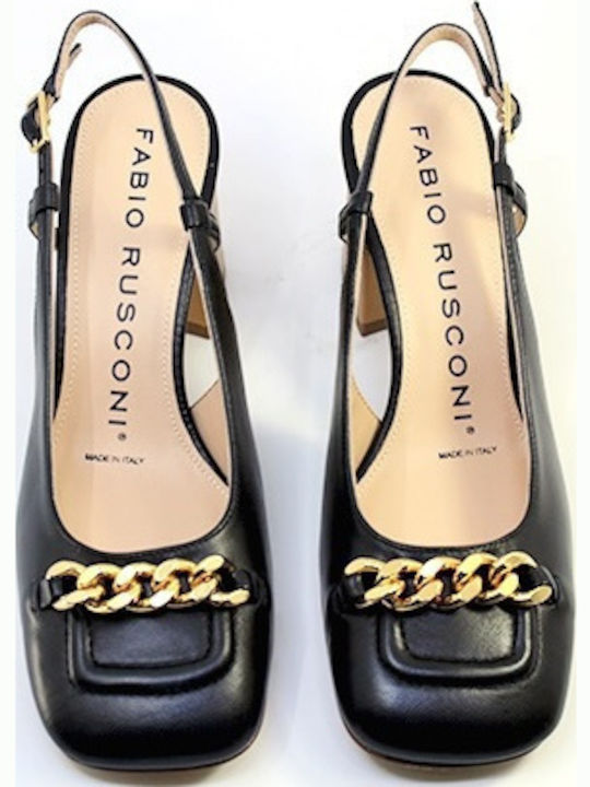 Δερματινες Slingback Μαυρες Γοβες Fabio Rusconi E2131 Nappa Nero