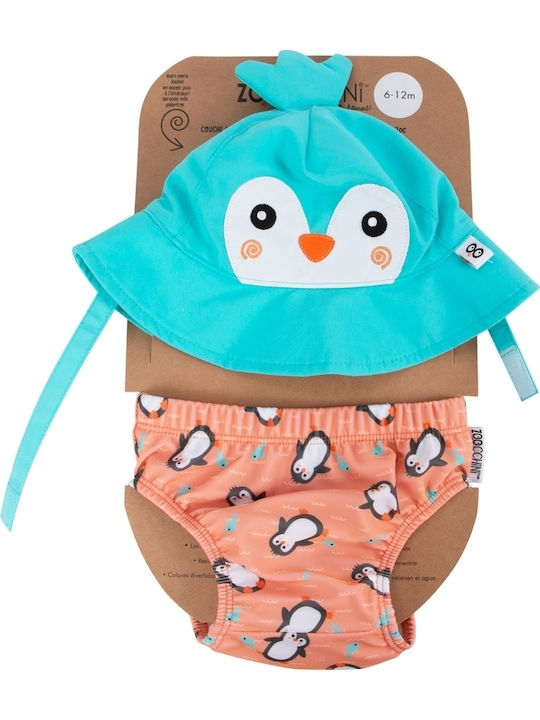 Zoocchini Детски Бански Пелена за плуване с Шапка Светлосин Zoocchini Детски Бански Пелена за плуване с Шапка Светлосин