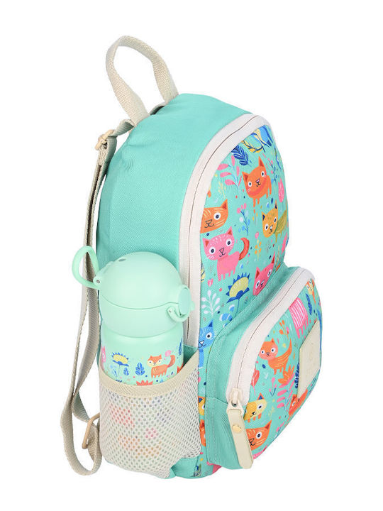Estia Kid Backpack Σχολική Τσάντα Πλάτης Νηπιαγωγείου Feline Foliage με Θήκη για Παγούρι 6lt