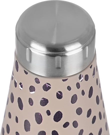 Estia Travel Flask Save the Aegean Recyclable Bottle Thermos Stainless Steel BPA Free 500ml Leopard Taupe