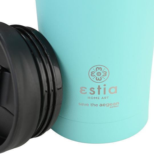 Estia Travel Mug Save The Aegean Ανακυκλώσιμο Ποτήρι Θερμός Ανοξείδωτο BPA Free 500ml Bermuda Green