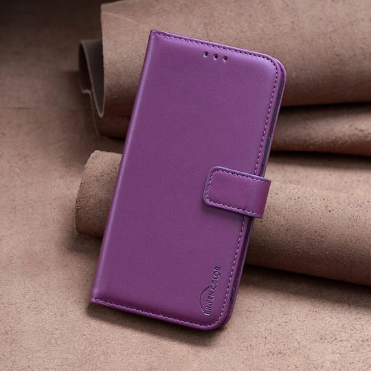 Binfen Husă Wallet Din Piele Artificială Violet Galaxy A55