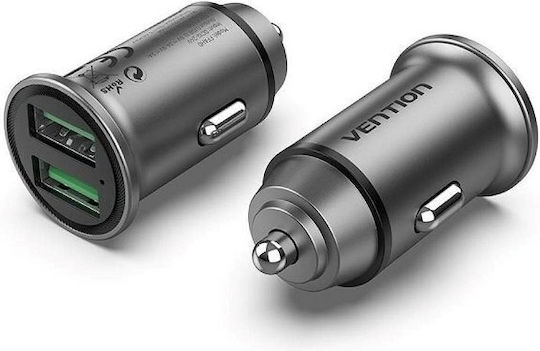 Vention Auto-Ladegerät 18W Schnellladung mit einem Anschluss: 1xUSB Gray Farbe