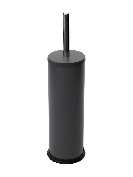 Perie de Toaletă Classic Recipient Metalic Plastic 23cm Gri Mat
