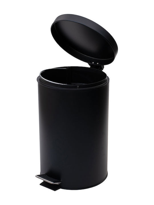 Estia Metallic Toilet Bin 12lt Black Matt