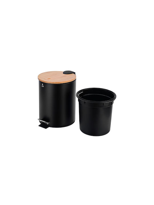 Estia Bamboo Essentials Inox Bathroom Basket 5lt Black