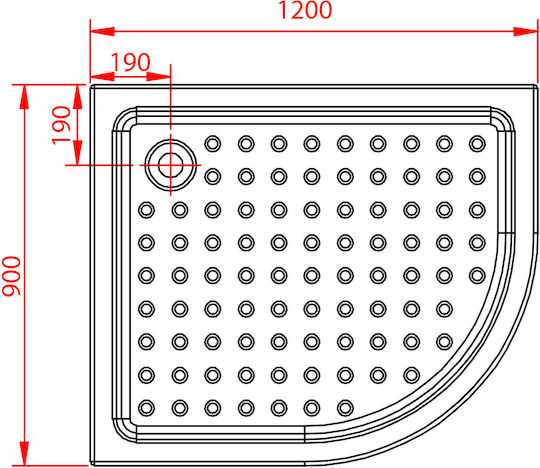Karag Flora 650 U-образна форма Акрил душ 120x90см Бял Ляв