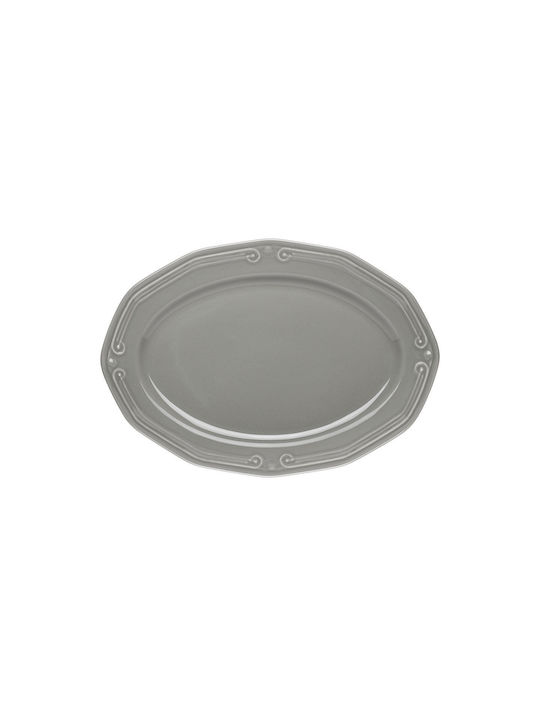 Estia Oval Porcelain Serving Platter Athénée Gray 36cm