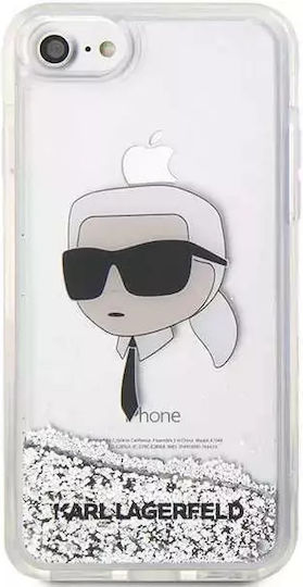Karl Lagerfeld Glitter Karl Head Back Cover Plastic / Silicon Argintiu (iPhone 8/7)