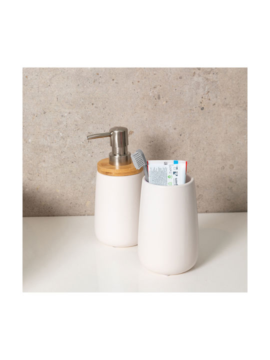 Estia Bamboo Tabletop Porcelain Dispenser White 360ml