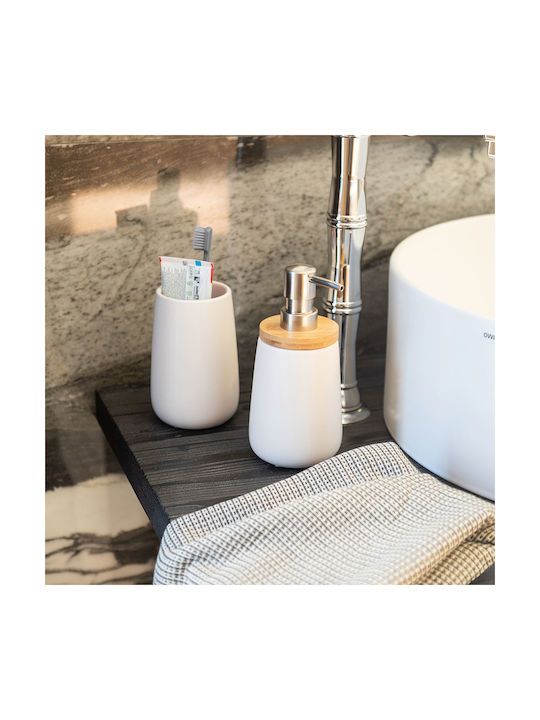 Estia Bamboo Tabletop Porcelain Dispenser White 360ml