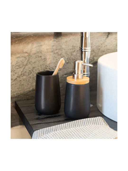 Estia Bamboo Tabletop Porcelain Dispenser Black 360ml