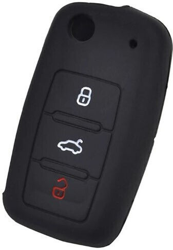 Car Key Cover Case made of with 3 Buttons for VW / Seat / Skoda in Black Color